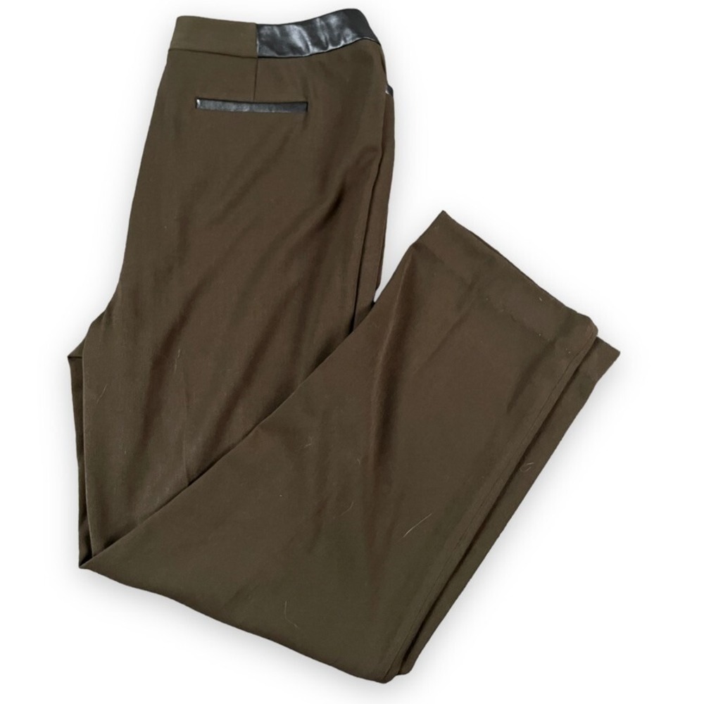 Rafaella Pants Women's 14‎ Curvy Brown Faux Leather Trim Riding Bootcut